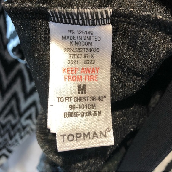 Topman black and whit zig zag graphic sweatshirt contrast trim size M - Picture 8 of 8